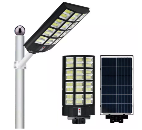 Lampa Solara Stradala TRIPLA cu Panou Solar Incorporat 12 casete 